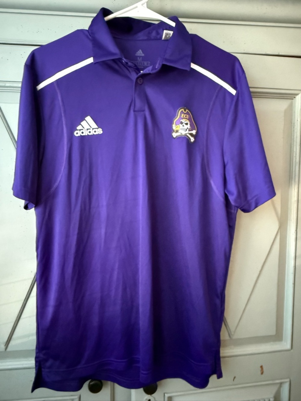 adidas Men’s Purple Polo with White Accents and Team Patch